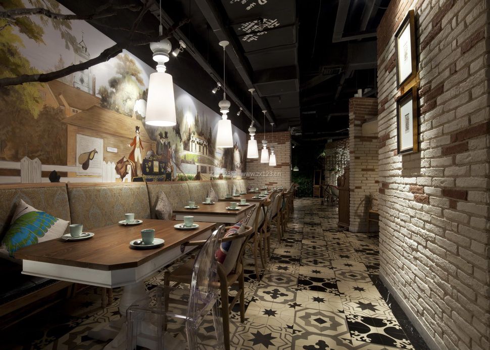 飯店門面室內(nèi)墻磚背景墻設(shè)計(jì)效果圖 