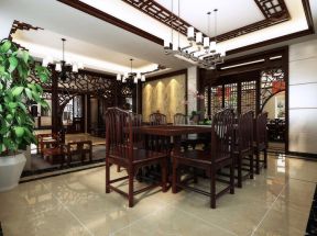 中式家装实木餐桌装修设计效果图片