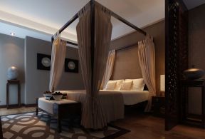 中式卧室装修设计 木床装修效果图片