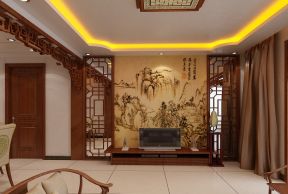 中式客廳電視背景墻裝修效果圖 中式家裝風(fēng)格