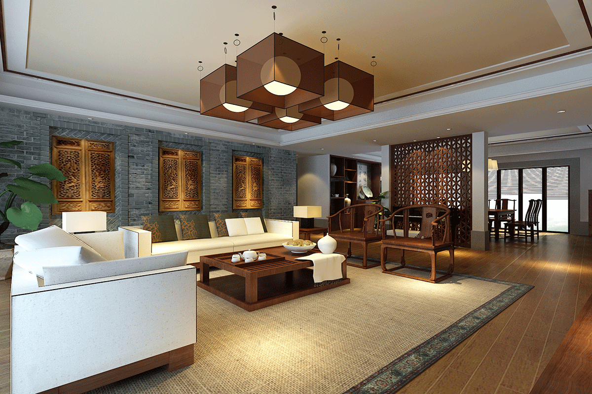 中式家装沙发背景墙装修风格效果图片