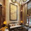 中式风格别墅客厅沙发背景墙装饰画设计效果图
