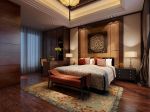 中式风格别墅卧室床头背景墙装修设计效果图片