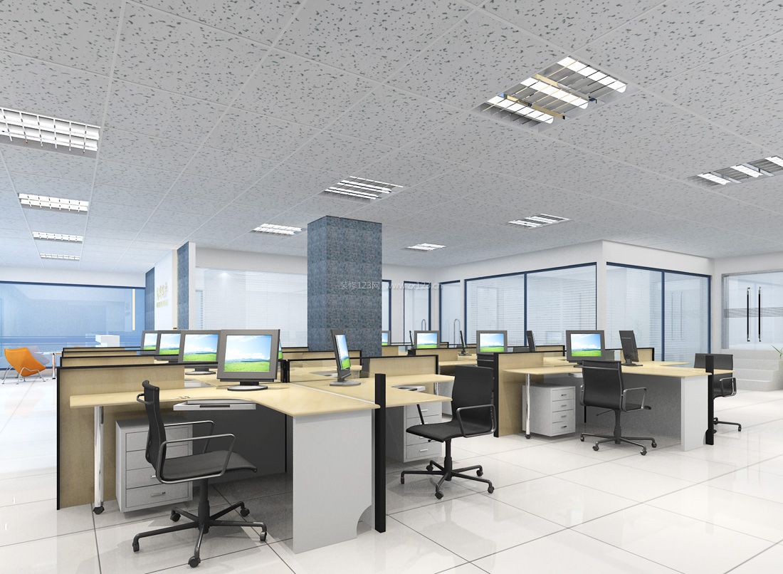 简约现代办公室风格铝板吊顶装修效果图片