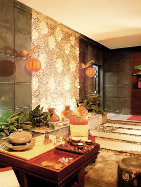 中式背景 別墅室內(nèi)設(shè)計裝修效果圖片