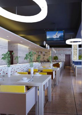 2023小型茶餐厅马赛克墙面装修效果图片