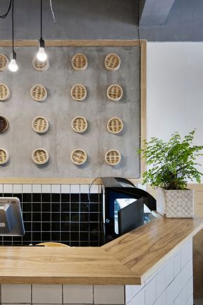 小型茶餐厅背景墙装饰装修效果图片