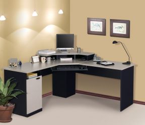 小型办公室转角电脑桌装修设计图大全