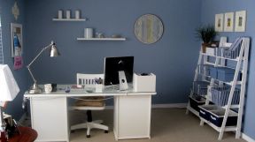 小办公室设计图 蓝色墙面装修效果图片