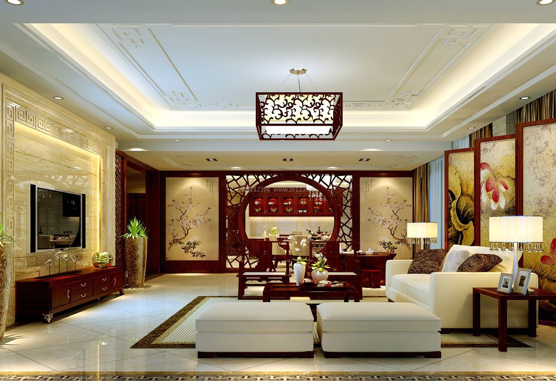 大客厅中式装修风格元素效果图片