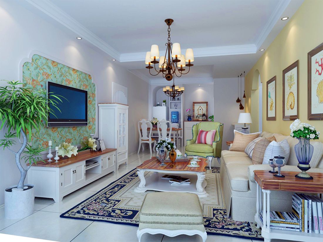 房屋田园风格客厅沙发颜色装修效果图
