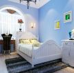 2023女生卧室简单装修蓝色墙面效果图片