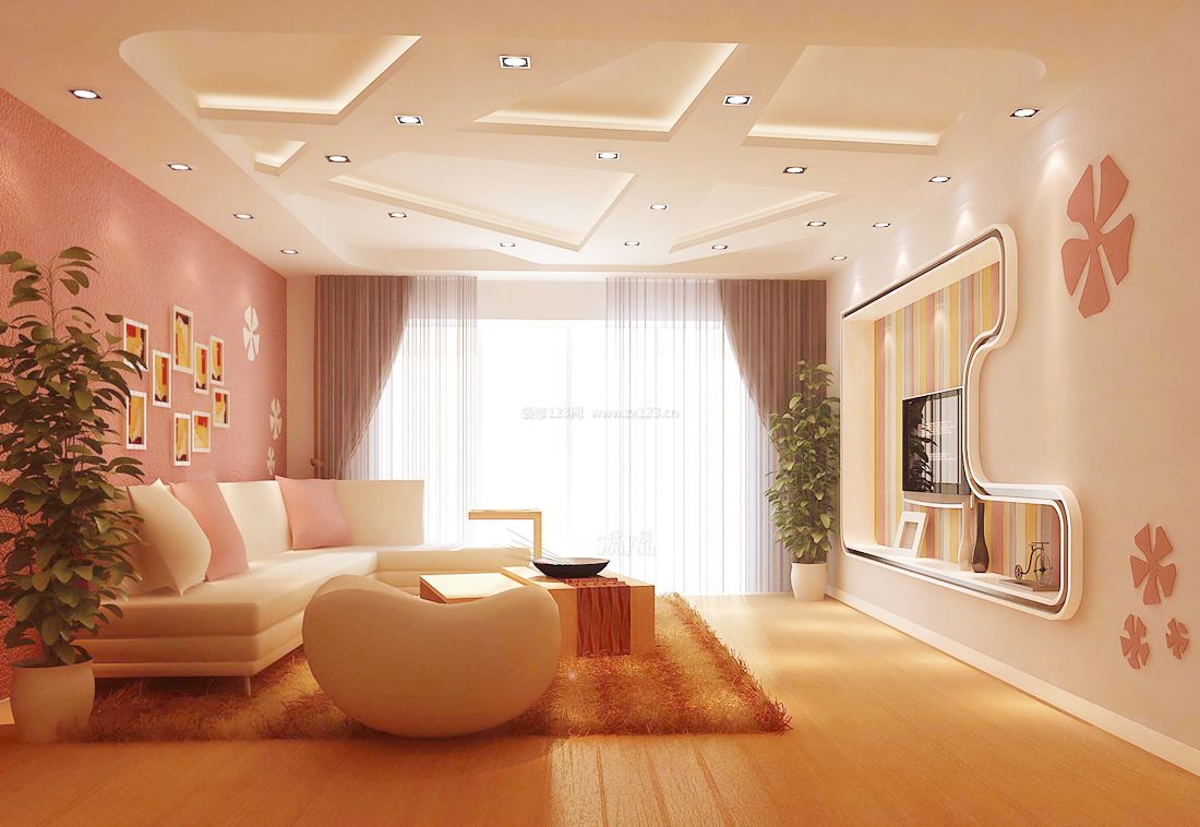 现代简约风格家居客厅壁纸装修效果图
