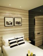 现代小卧室风格条纹壁纸装修效果图片
