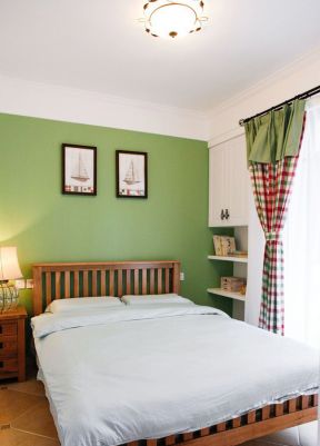 美式小卧室房布艺窗帘装修效果图片