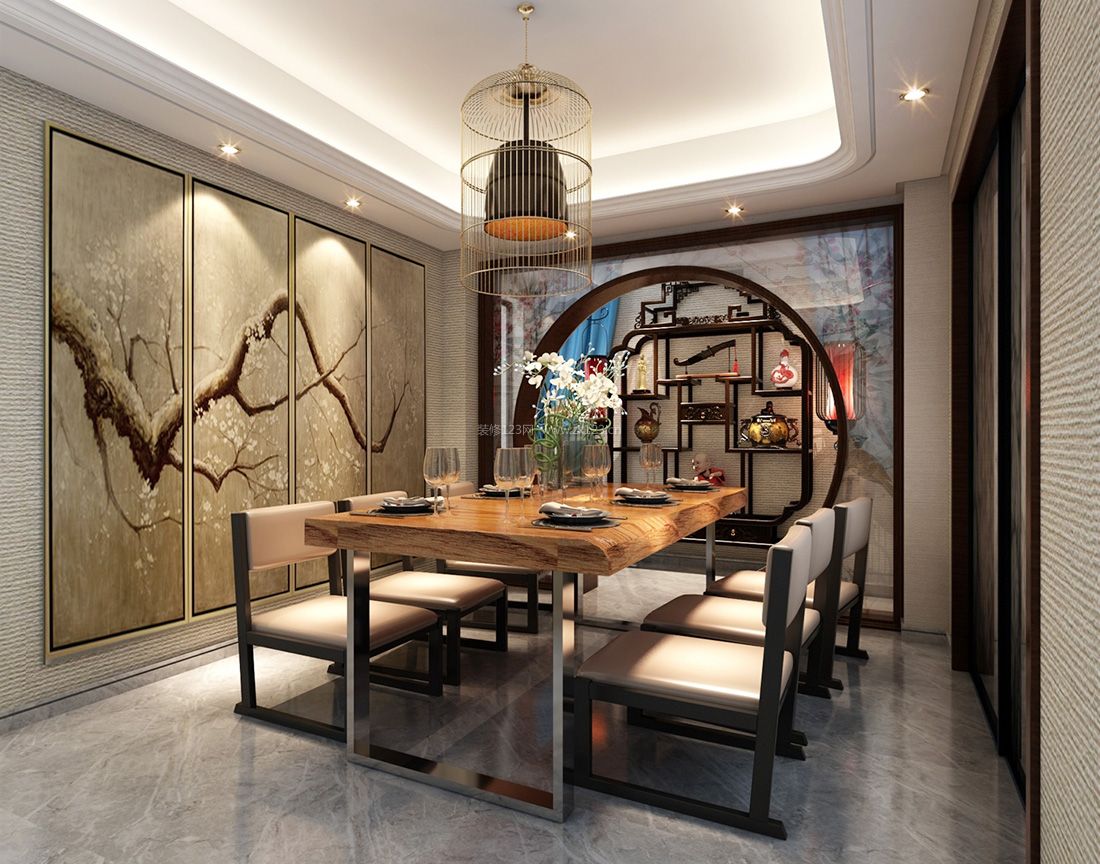 中式风格元素餐厅新中式门洞设计装修图片