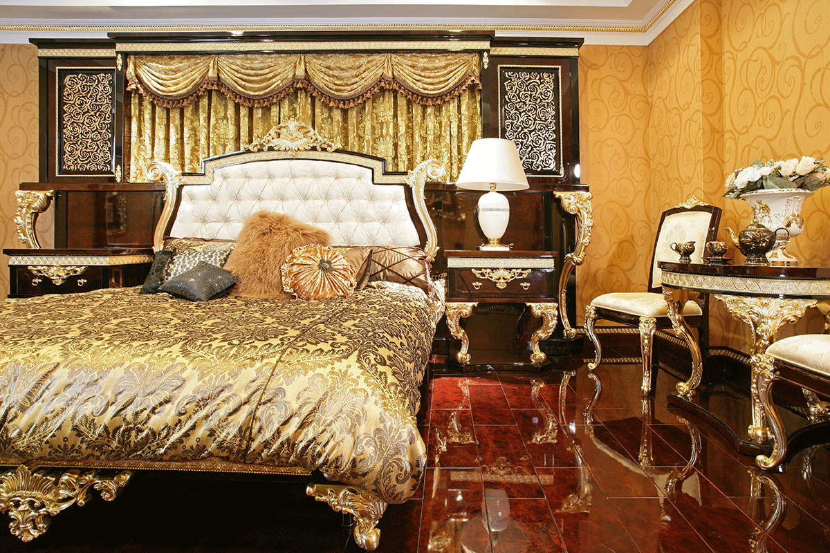 古典欧式别墅卧室床头柜装修效果图