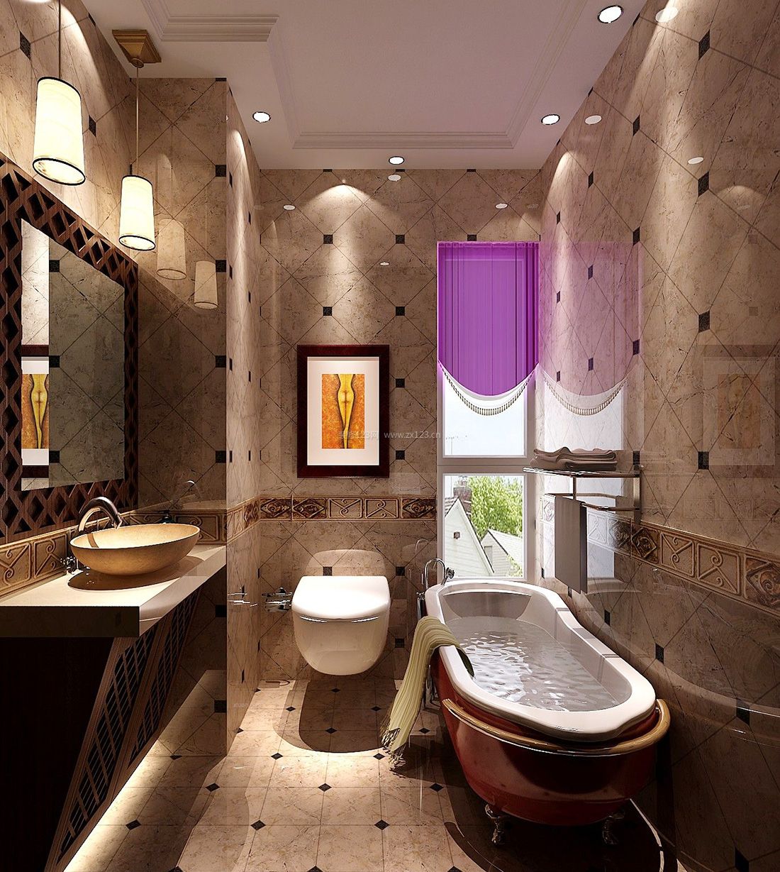 中式风格元素浴缸装修效果图片