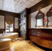 中式风格元素浴室洗脸盆柜设计装修图片