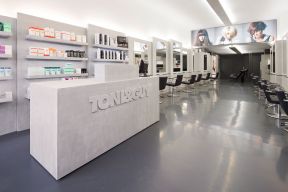 韩国美发店室内浅灰色地砖装修效果图片