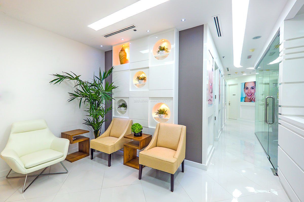 现代牙科诊所门面室内背景墙设计装修效果图片