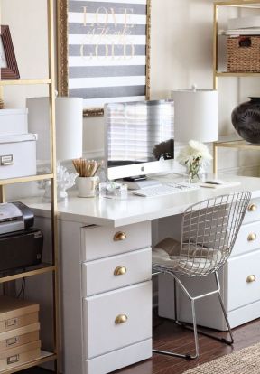小型办公室装潢效果图 白色简约装修效果图