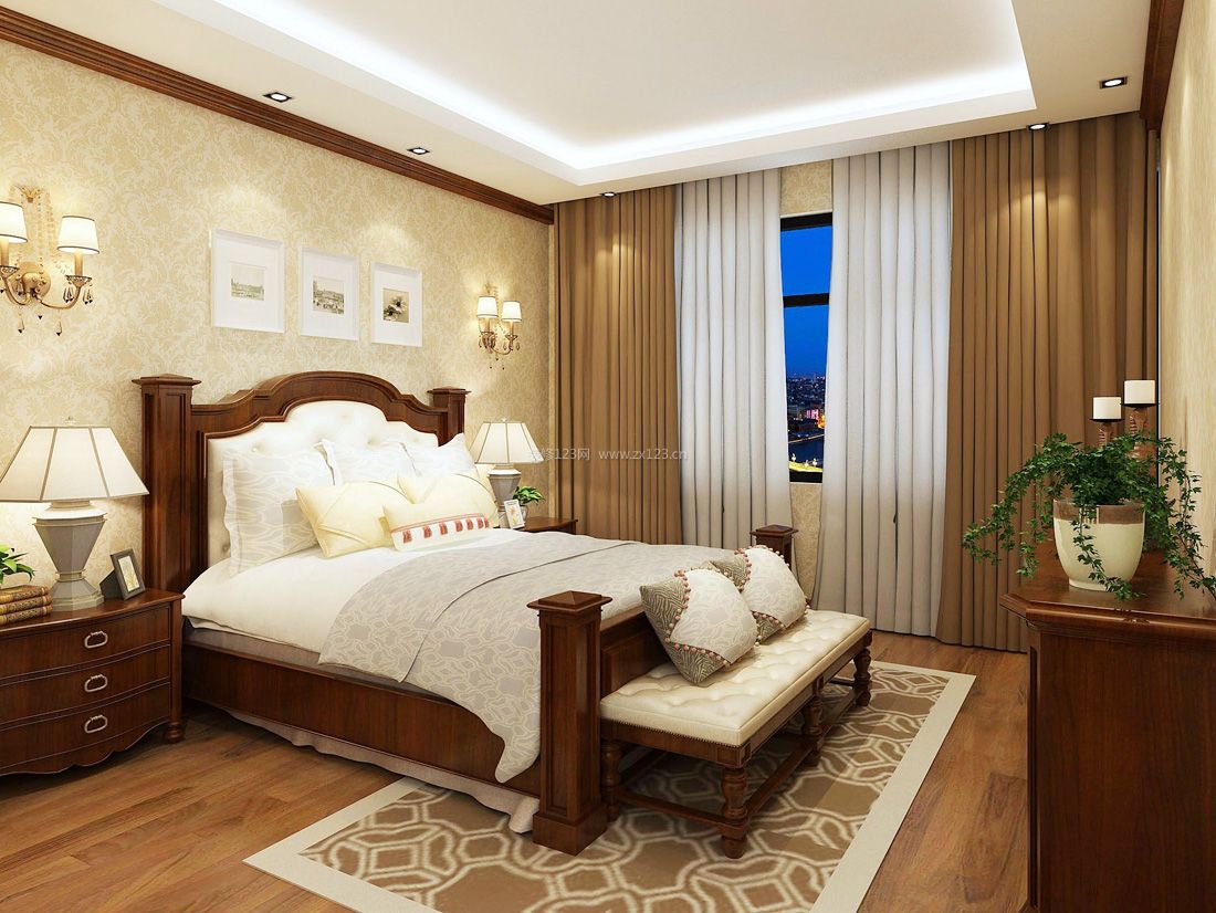 中欧式卧室床头壁灯装修效果图片