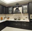 欧式小型厨房黑色橱柜装修效果图片