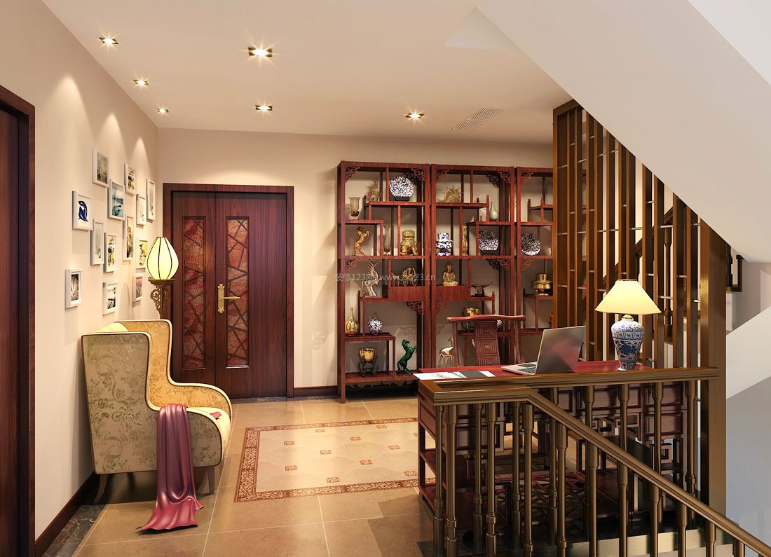 自建别墅设计新中式家具元素装修效果图片