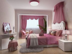 粉色儿童房床缦装修效果图片