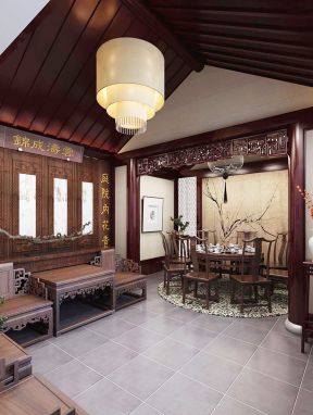 中式风格壁纸 室内餐厅装修效果图大全