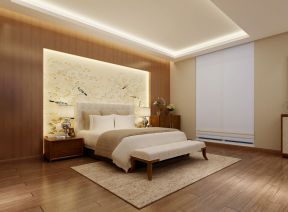 中式风格壁纸 简约卧室装修效果图