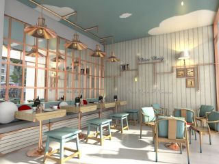 英式田园风格设计咖啡厅效果图 