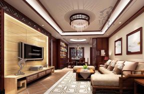 中式元素电视背景墙 室内别墅设计