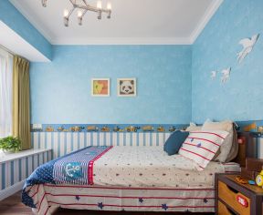 30平米儿童房 蓝色墙面装修效果图片