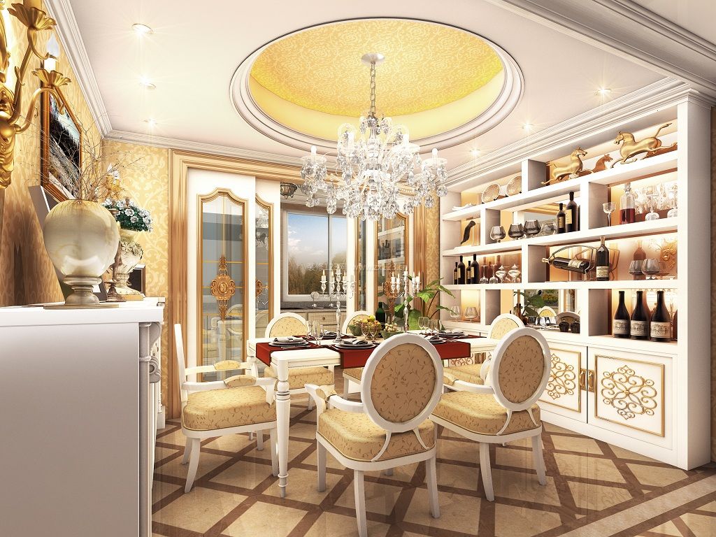 欧式风格室内设计 2020餐厅酒柜效果图