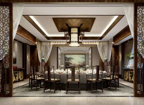 中式燈具 大餐廳裝修效果圖