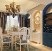 地中海80平米餐厅布艺窗帘装修效果图片