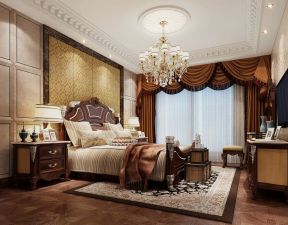 古典欧式卧室 布艺窗帘装修效果图片