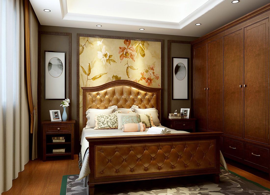 小户型日式床头背景墙装修效果图片