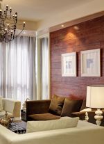 小户型客厅设计木质背景墙装修效果图片