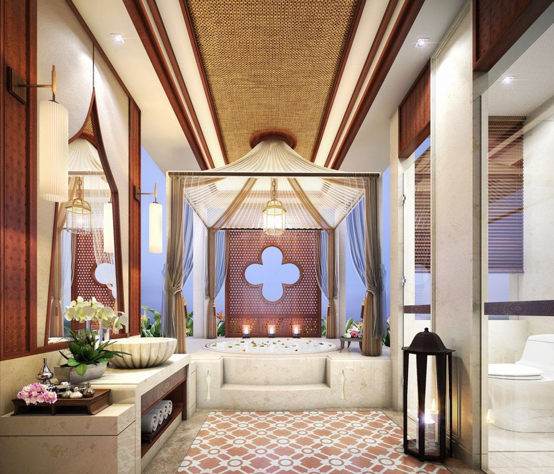 5万东南亚风格度假别墅浴室设计实景图