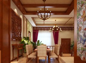 東南亞風(fēng)格樣板間 別墅餐廳裝修效果圖