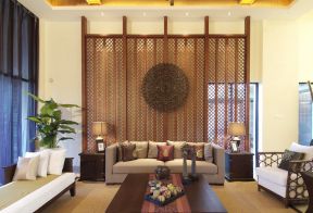 东南亚风格样板间 客厅背景墙装修效果图