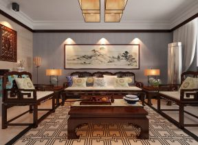 2023纯中式客厅地毯装修效果图片
