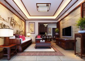 纯中式客厅 客厅墙面装饰效果图