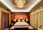 中式古典家居卧室布艺窗帘装修效果图片