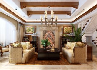 2023美式乡村田园风格客厅组合沙发装修效果图片