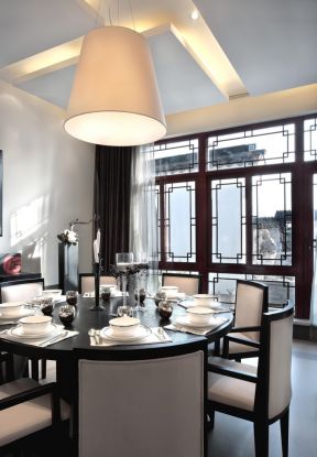 中式别墅建筑餐厅设计元素装修效果图片