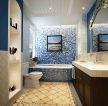地中海卫浴间砖砌浴缸装修效果图片